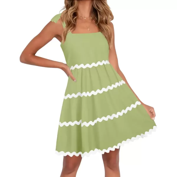imageZESICA Womens 2024 Summer Swing Mini Dress Casual Spaghetti Straps Sleeveless Smocked Backless Flowy A Line SundressGreen