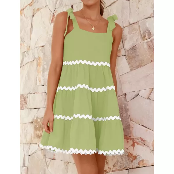 imageZESICA Womens 2024 Summer Swing Mini Dress Casual Spaghetti Straps Sleeveless Smocked Backless Flowy A Line SundressGreen