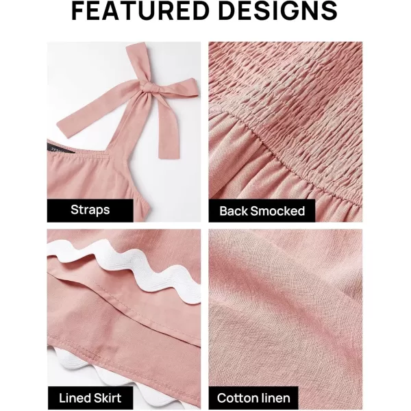 imageZESICA Womens 2024 Summer Swing Mini Dress Casual Spaghetti Straps Sleeveless Smocked Backless Flowy A Line SundressPink