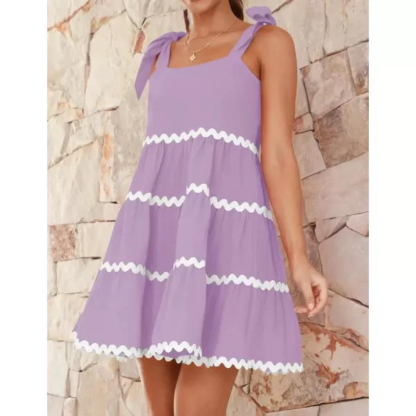 imageZESICA Womens 2024 Summer Swing Mini Dress Casual Spaghetti Straps Sleeveless Smocked Backless Flowy A Line SundressPurple