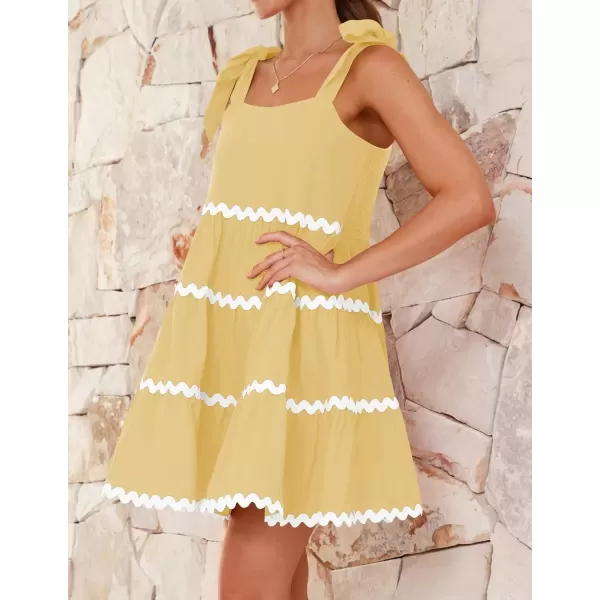 imageZESICA Womens 2024 Summer Swing Mini Dress Casual Spaghetti Straps Sleeveless Smocked Backless Flowy A Line SundressYellow