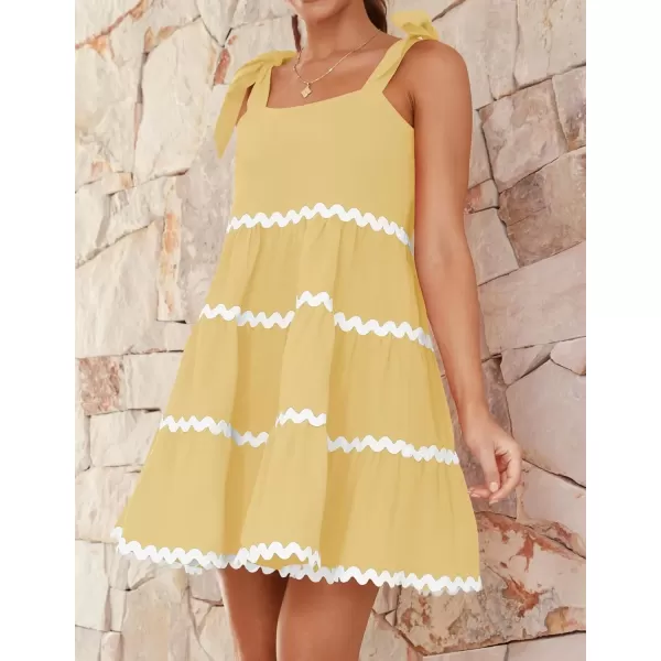 imageZESICA Womens 2024 Summer Swing Mini Dress Casual Spaghetti Straps Sleeveless Smocked Backless Flowy A Line SundressYellow