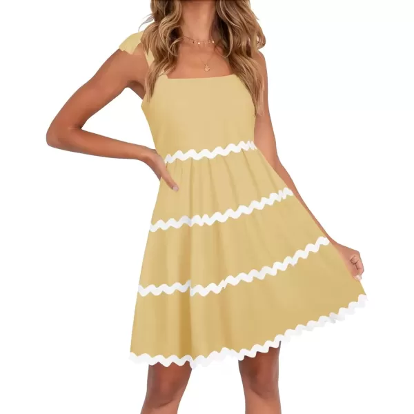 imageZESICA Womens 2024 Summer Swing Mini Dress Casual Spaghetti Straps Sleeveless Smocked Backless Flowy A Line SundressYellow