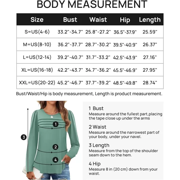 imageZESICA Womens Fashion Long Sleeve Shirts 2024 Dressy Casual Blouses Trendy Pleated Tunic TopsGreen