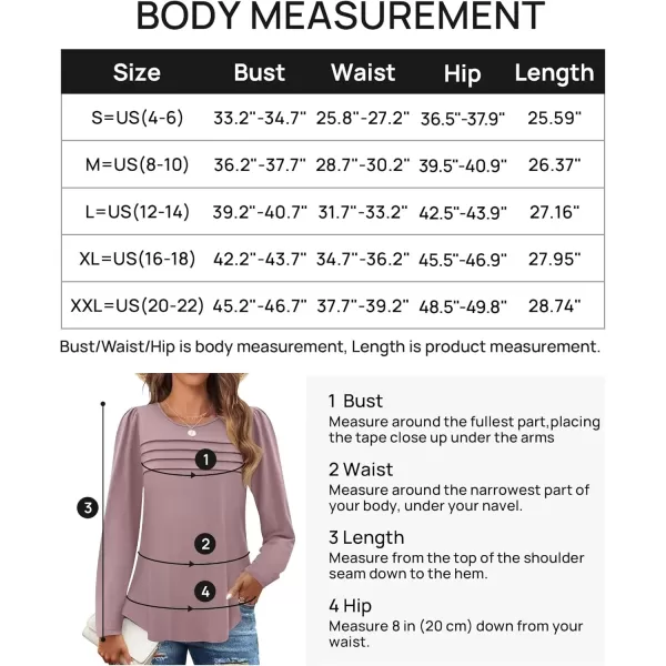 imageZESICA Womens Fashion Long Sleeve Shirts 2024 Dressy Casual Blouses Trendy Pleated Tunic TopsGreypink