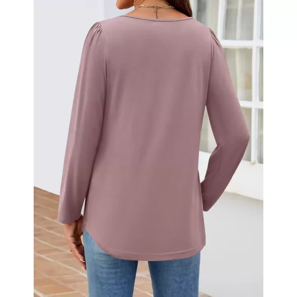 imageZESICA Womens Fashion Long Sleeve Shirts 2024 Dressy Casual Blouses Trendy Pleated Tunic TopsGreypink