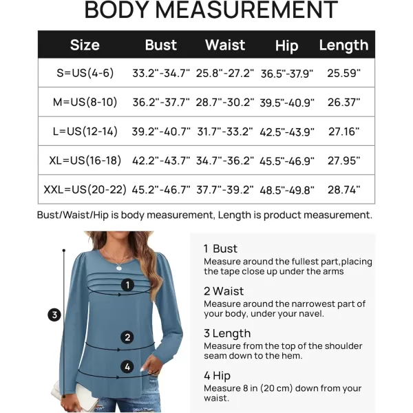 imageZESICA Womens Fashion Long Sleeve Shirts 2024 Dressy Casual Blouses Trendy Pleated Tunic TopsTurquoise