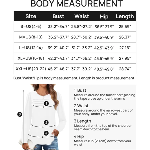 imageZESICA Womens Fashion Long Sleeve Shirts 2024 Dressy Casual Blouses Trendy Pleated Tunic TopsWhite