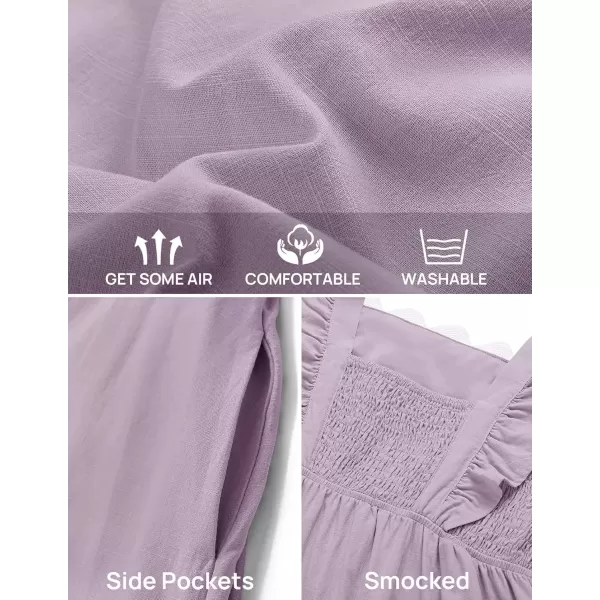 imageZESICA Womens Summer Sleeveless Ruffle Dresses 2024 Square Neck Backless Boho Flowy Maxi Sundress with PocketsPurple Taro