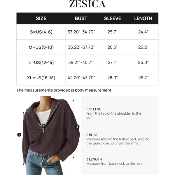imageZESICA Womens V Neck Sweaters 2024 Fall Long Sleeve Half Zipper Ribbed Knit Casual Oversized Pullover TopsNutmeg