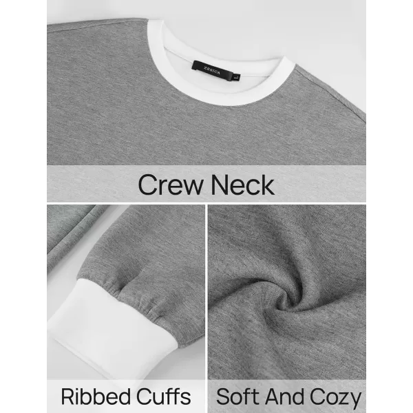 imageZESICA Sweatshirts for Women Casual Long Sleeve Crewneck Contrast Color Oversized Pullover Tops 2024 Fall ClothesGrey