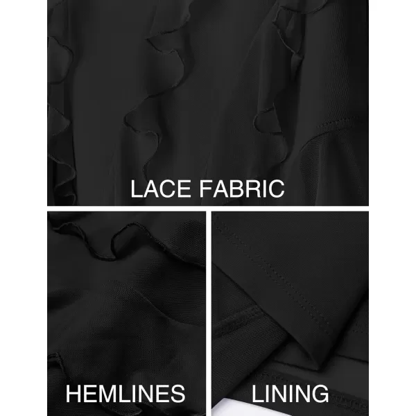 imageZESICA Womens 2024 Strapless Bodycon Tube Dress Sexy Off Shoulder Mesh Irregular Ruffle Backless Party Midi DressesBlack