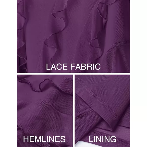 imageZESICA Womens 2024 Strapless Bodycon Tube Dress Sexy Off Shoulder Mesh Irregular Ruffle Backless Party Midi DressesDarkpurple