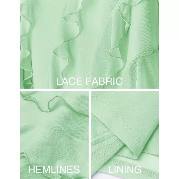 imageZESICA Womens 2024 Strapless Bodycon Tube Dress Sexy Off Shoulder Mesh Irregular Ruffle Backless Party Midi DressesLightgreen