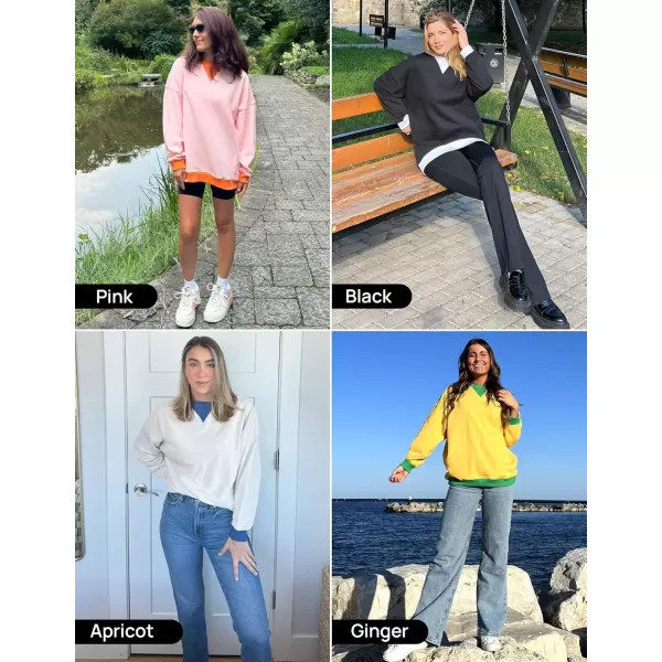 imageZESICA Womens Crewneck Color Block Sweatshirts Oversized Long Sleeve Pullover Tunic Tops 2024 Fall Clothes OutfitsBlack