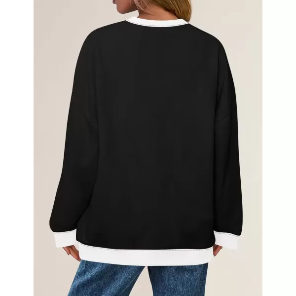 imageZESICA Womens Crewneck Color Block Sweatshirts Oversized Long Sleeve Pullover Tunic Tops 2024 Fall Clothes OutfitsBlack