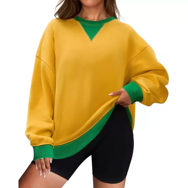 imageZESICA Womens Crewneck Color Block Sweatshirts Oversized Long Sleeve Pullover Tunic Tops 2024 Fall Clothes OutfitsGinger