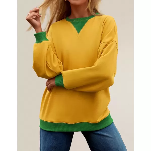 imageZESICA Womens Crewneck Color Block Sweatshirts Oversized Long Sleeve Pullover Tunic Tops 2024 Fall Clothes OutfitsGinger