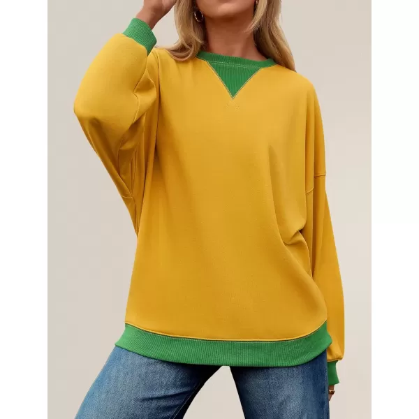 imageZESICA Womens Crewneck Color Block Sweatshirts Oversized Long Sleeve Pullover Tunic Tops 2024 Fall Clothes OutfitsGinger