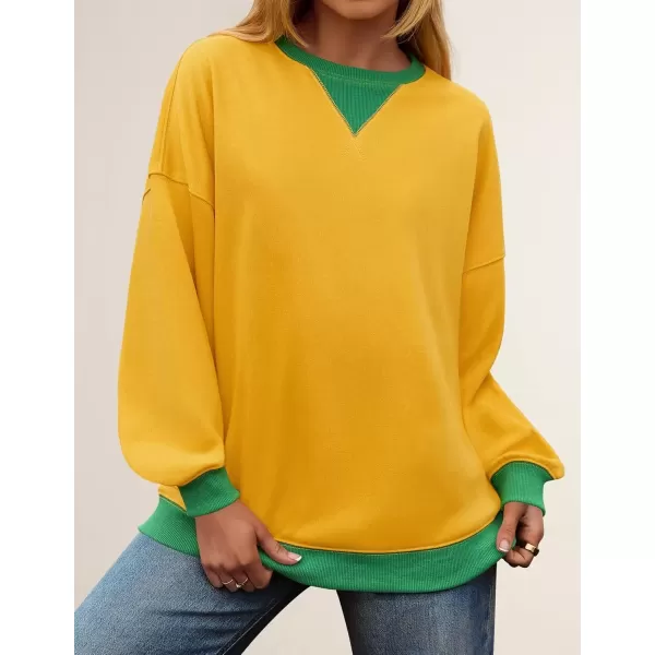 imageZESICA Womens Crewneck Color Block Sweatshirts Oversized Long Sleeve Pullover Tunic Tops 2024 Fall Clothes OutfitsGinger