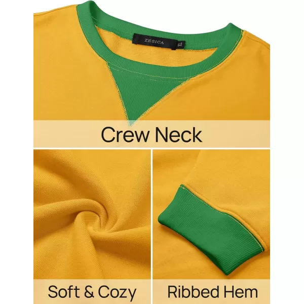 imageZESICA Womens Crewneck Color Block Sweatshirts Oversized Long Sleeve Pullover Tunic Tops 2024 Fall Clothes OutfitsGinger