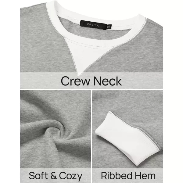 imageZESICA Womens Crewneck Color Block Sweatshirts Oversized Long Sleeve Pullover Tunic Tops 2024 Fall Clothes OutfitsGrey