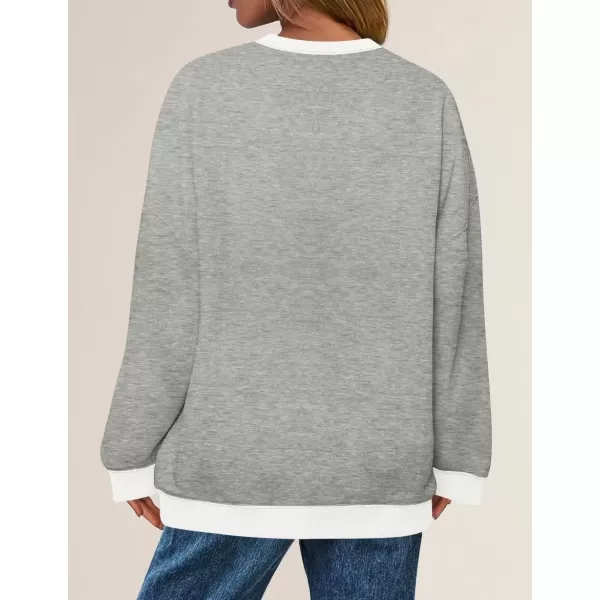 imageZESICA Womens Crewneck Color Block Sweatshirts Oversized Long Sleeve Pullover Tunic Tops 2024 Fall Clothes OutfitsGrey