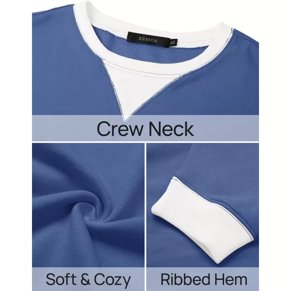 imageZESICA Womens Crewneck Color Block Sweatshirts Oversized Long Sleeve Pullover Tunic Tops 2024 Fall Clothes OutfitsGrey Blue
