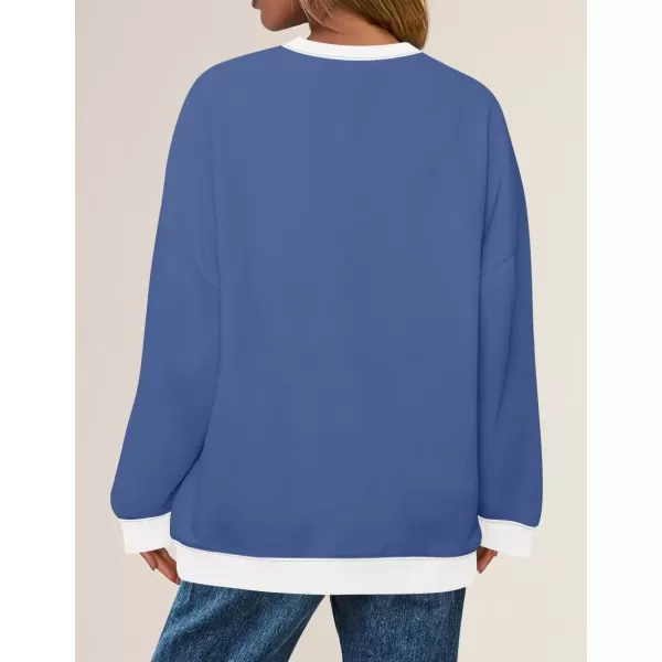 imageZESICA Womens Crewneck Color Block Sweatshirts Oversized Long Sleeve Pullover Tunic Tops 2024 Fall Clothes OutfitsGrey Blue
