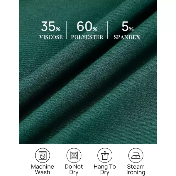 imageZESICA Womens Spring Long Sleeve Dress Crewneck Casual Loose Pleated Tiered Swing Midi Dresses with PocketsDarkgreen