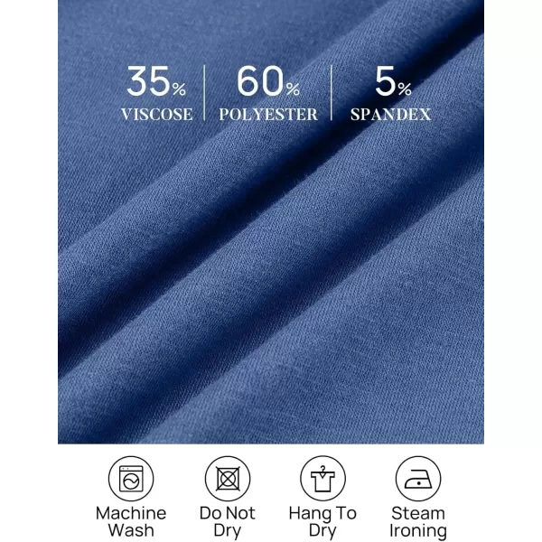 imageZESICA Womens Spring Long Sleeve Dress Crewneck Casual Loose Pleated Tiered Swing Midi Dresses with PocketsDustyblue