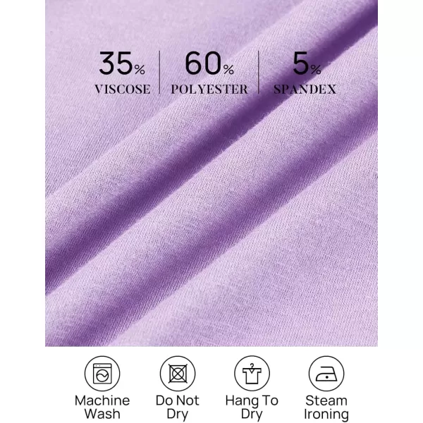 imageZESICA Womens Spring Long Sleeve Dress Crewneck Casual Loose Pleated Tiered Swing Midi Dresses with PocketsPurple