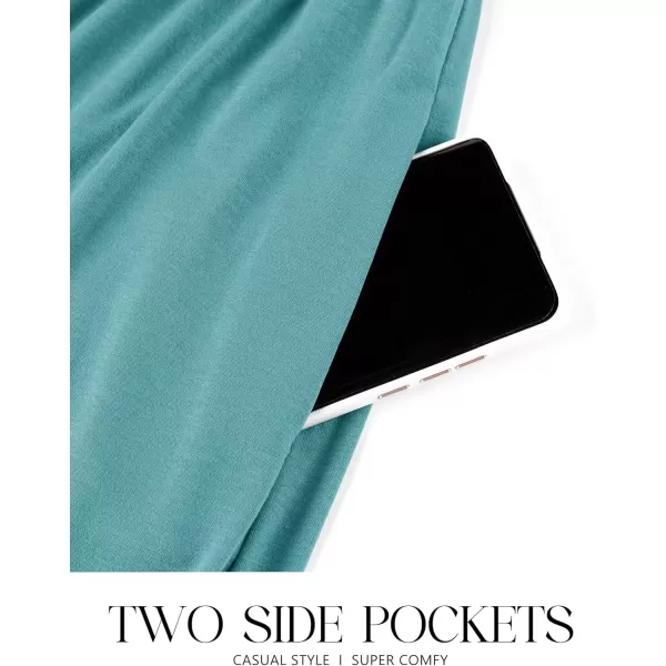 imageZESICA Womens Spring Long Sleeve Dress Crewneck Casual Loose Pleated Tiered Swing Midi Dresses with PocketsSage