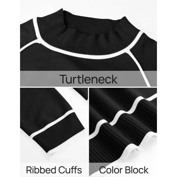 imageZESICA Womens Two Piece Outfits Sweater Sets Long Sleeve Turtleneck Pullover Tops Wide Leg Pants Lounge SetsBlack