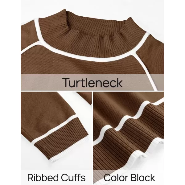 imageZESICA Womens Two Piece Outfits Sweater Sets Long Sleeve Turtleneck Pullover Tops Wide Leg Pants Lounge SetsCoffee