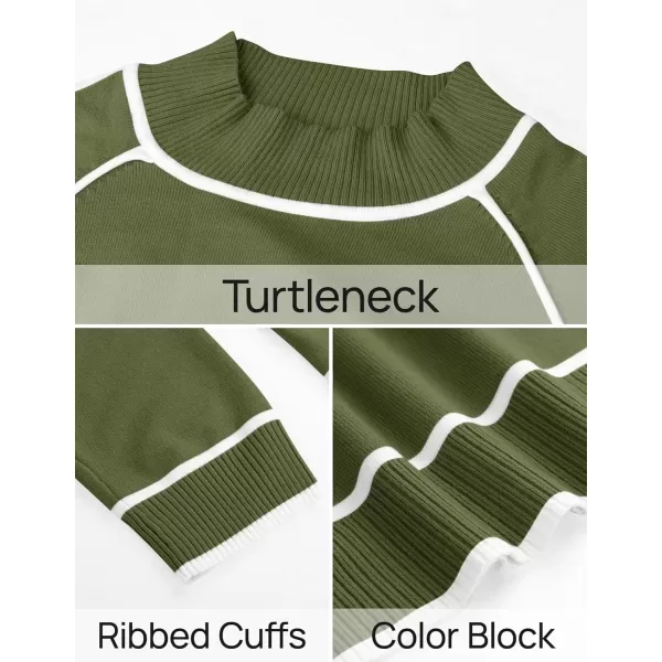 imageZESICA Womens Two Piece Outfits Sweater Sets Long Sleeve Turtleneck Pullover Tops Wide Leg Pants Lounge SetsGreen