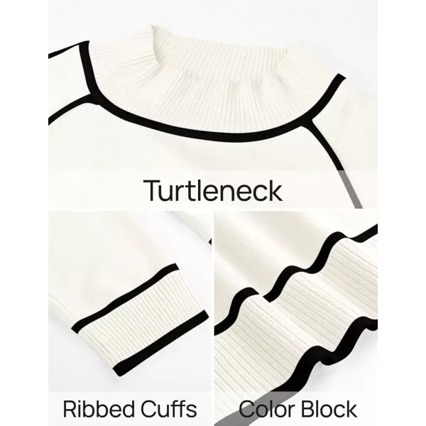 imageZESICA Womens Two Piece Outfits Sweater Sets Long Sleeve Turtleneck Pullover Tops Wide Leg Pants Lounge SetsWhite