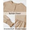 imageZESICA Womens Button Down Shirts 2025 Smocked Cuffed Solid Lantern Long Sleeve Blouse Fall Fashion Casual TopsApricot
