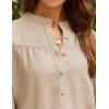 imageZESICA Womens Button Down Shirts 2025 Smocked Cuffed Solid Lantern Long Sleeve Blouse Fall Fashion Casual TopsApricot