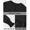 imageZESICA Womens Button Down Shirts 2025 Smocked Cuffed Solid Lantern Long Sleeve Blouse Fall Fashion Casual TopsBlack