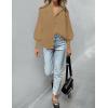 imageZESICA Womens Button Down Shirts 2025 Smocked Cuffed Solid Lantern Long Sleeve Blouse Fall Fashion Casual TopsKhaki