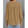 imageZESICA Womens Button Down Shirts 2025 Smocked Cuffed Solid Lantern Long Sleeve Blouse Fall Fashion Casual TopsKhaki
