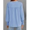 imageZESICA Womens Button Down Shirts 2025 Smocked Cuffed Solid Lantern Long Sleeve Blouse Fall Fashion Casual TopsLight Blue