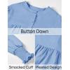imageZESICA Womens Button Down Shirts 2025 Smocked Cuffed Solid Lantern Long Sleeve Blouse Fall Fashion Casual TopsLight Blue