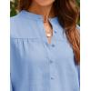 imageZESICA Womens Button Down Shirts 2025 Smocked Cuffed Solid Lantern Long Sleeve Blouse Fall Fashion Casual TopsLight Blue