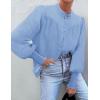imageZESICA Womens Button Down Shirts 2025 Smocked Cuffed Solid Lantern Long Sleeve Blouse Fall Fashion Casual TopsLight Blue