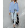 imageZESICA Womens Button Down Shirts 2025 Smocked Cuffed Solid Lantern Long Sleeve Blouse Fall Fashion Casual TopsLight Blue