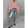 imageZESICA Womens Button Down Shirts 2025 Smocked Cuffed Solid Lantern Long Sleeve Blouse Fall Fashion Casual TopsPink