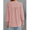 imageZESICA Womens Button Down Shirts 2025 Smocked Cuffed Solid Lantern Long Sleeve Blouse Fall Fashion Casual TopsPink