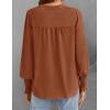 imageZESICA Womens Button Down Shirts 2025 Smocked Cuffed Solid Lantern Long Sleeve Blouse Fall Fashion Casual TopsRust